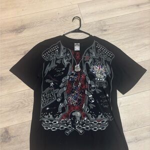 Black Graphic T-Shirt with Rock Design